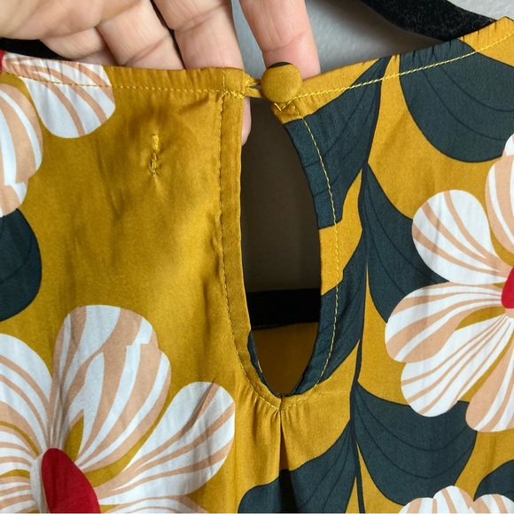 Eva Franco for Anthropologie blouse mustard yellow with big flowers size o - Picture 10 of 12
